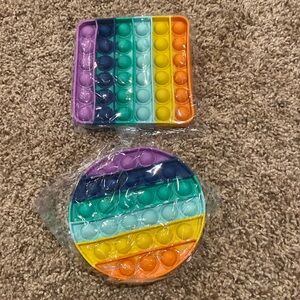 [2 PACK] Rainbow Popit Fidget it Pop Toy Push Bubble Sensory Set Stress Relief